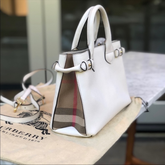 Burberry Leather Check-Panel Satchel Bag - Picture 4 of 7